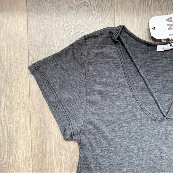 Revolve LNA Strappy Tee Dress T-shirt Cut out Short Sleeve Granite Gray Size XS - Picture 7 of 16